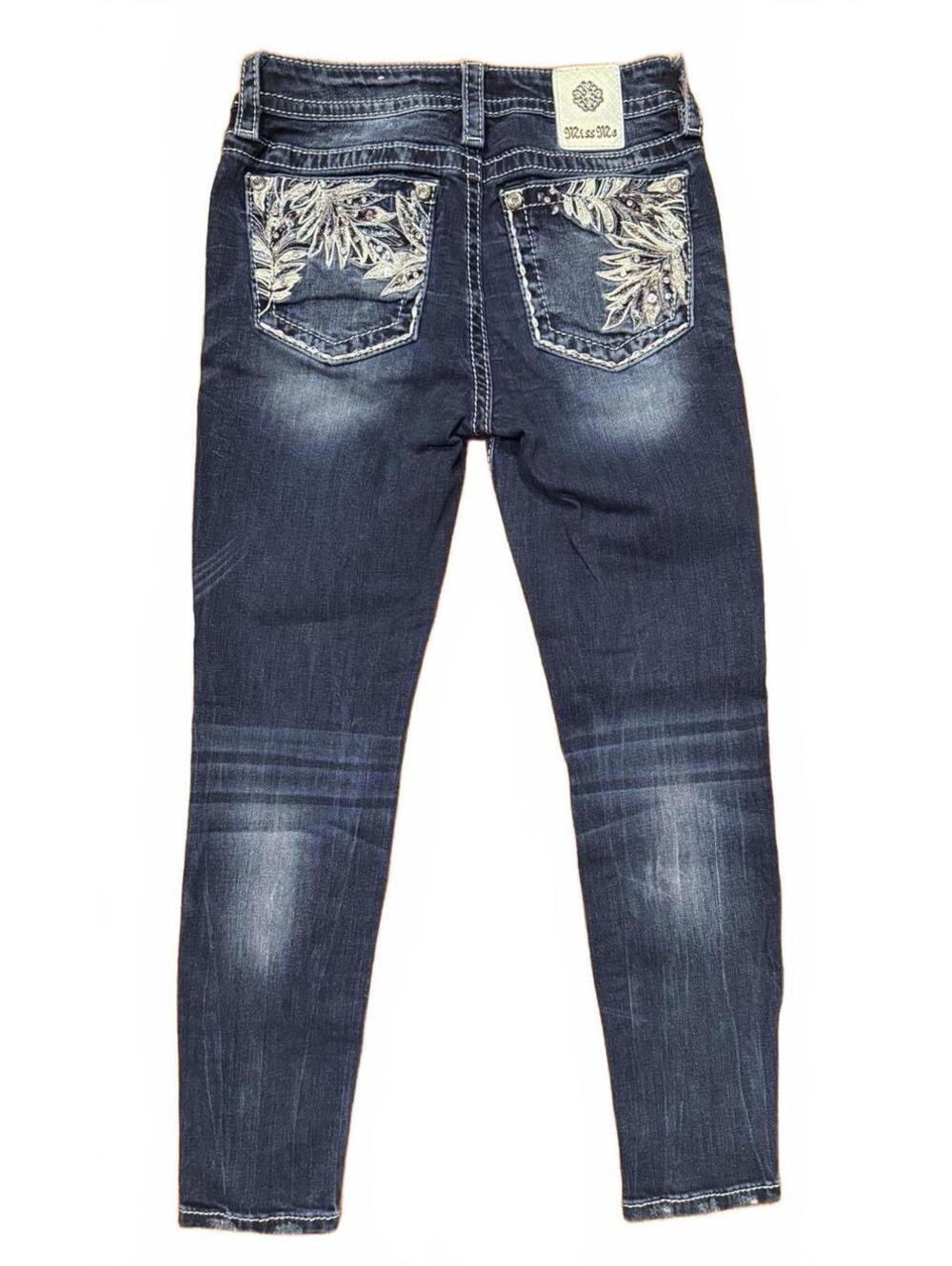 Miss Me Mid-Rise Ankle Skinny Jeans Embroidered Pockets Size 25